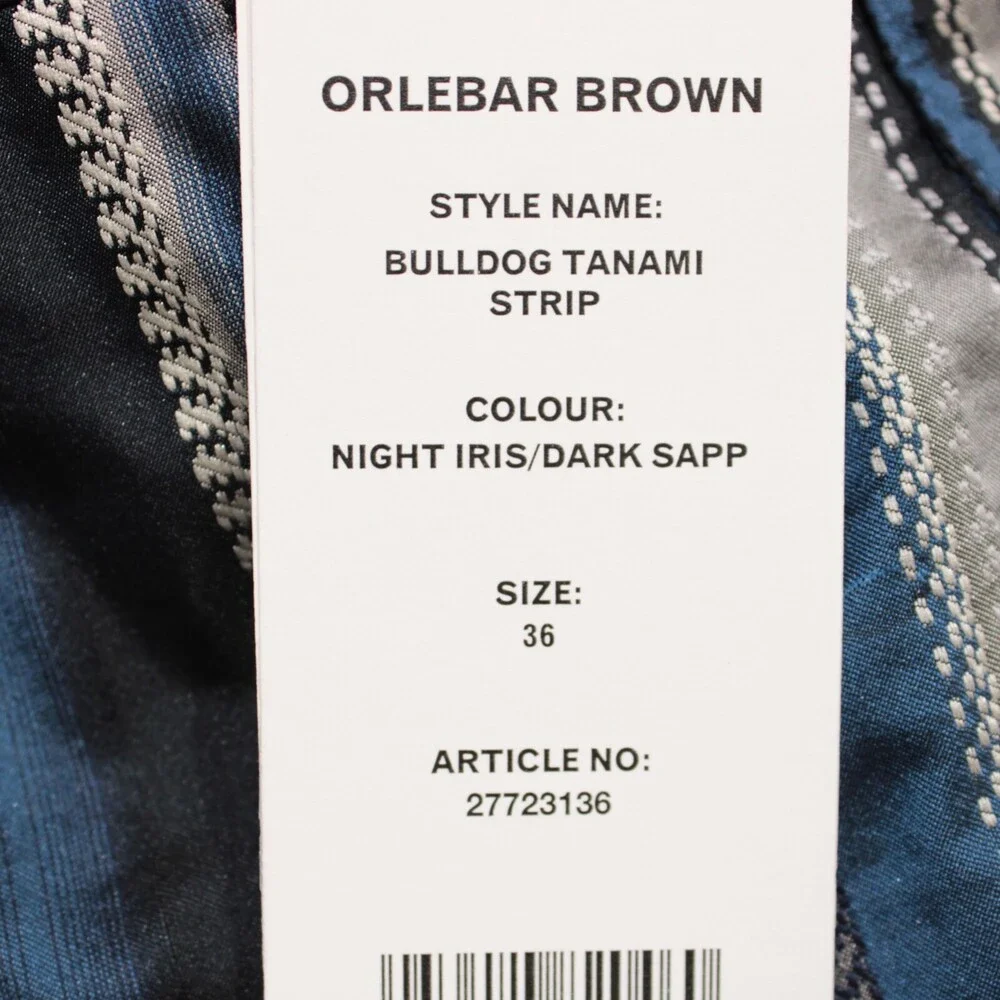 Orlebar Brown NWT Swim Suit Size 36 US In Blue Striped 100% Polyester Bulldog